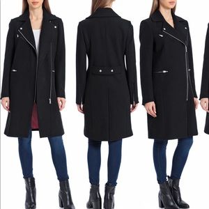 Avec Les Filles Moto Detail Wool Blend Coat